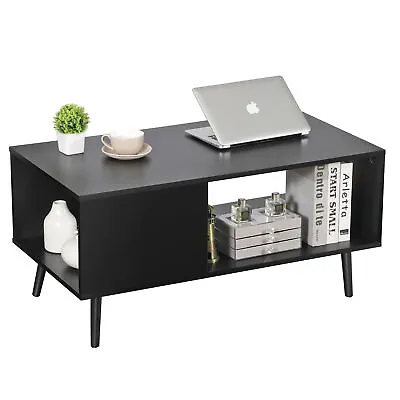 Coffee Table End Storage Stand Console Table Sofa Table Open Storage Shelf Black • $54.58