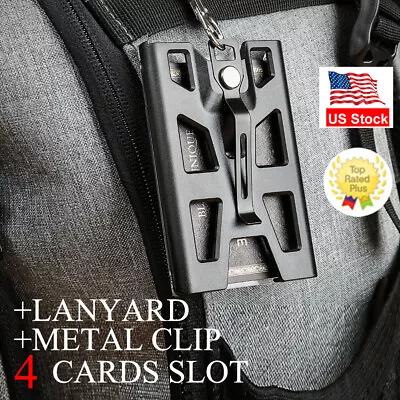 ID Badge Holder With Lanyard Clip 4 Card Slot Heavy Duty Wallet Vertical Case • $20.99