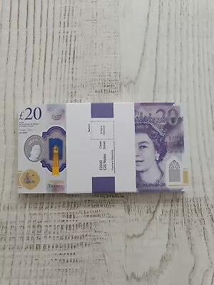 New £20 Gbp Replica Money 100 Bank Notes. Uk Pounds Cash 4 Photos Movies Pranks • £12.99