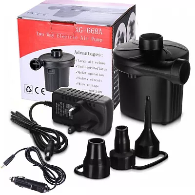 Electric Air Pump For Paddling Pool Fast Inflator Deflator Camp Air Bed Mattress • £8.79