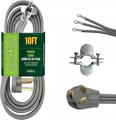 3 Prong Dryer Cord 10 Ft 10/3 Srdt 30amp Appliance Extension Power Cord Nema 103 • $32.58