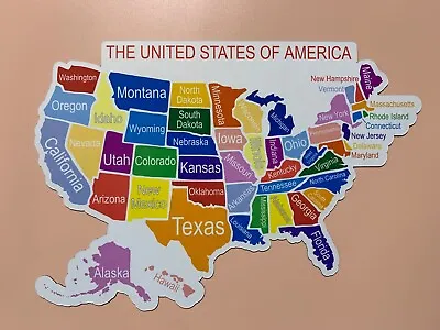 One (1) Large US Map Fridge Magnet STYLE D:  The United States Of America  • $10