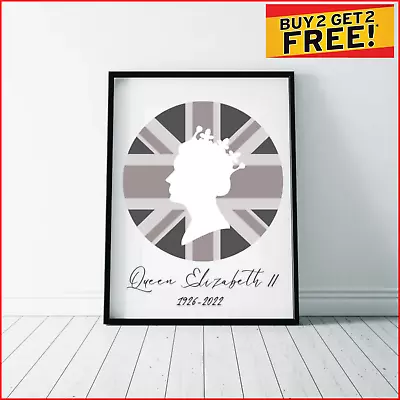 Queen Elizabeth Poster Monochrome Wall Art Posters Memorabilia Gift Picture's • £13.99