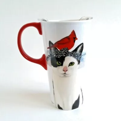 Victoria Borges Christmas Cat Travel Mug With Lid • $14