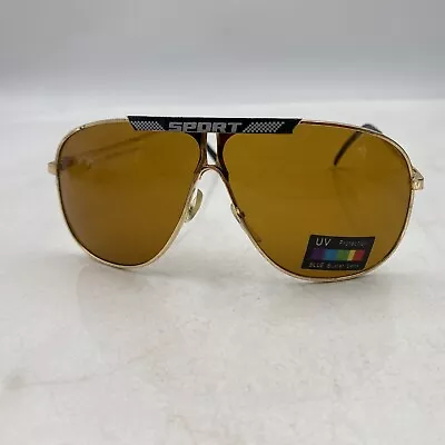 Vintage Sport Aviator Sunglasses Gold  On Gold Tone UV 1980s • $14.21