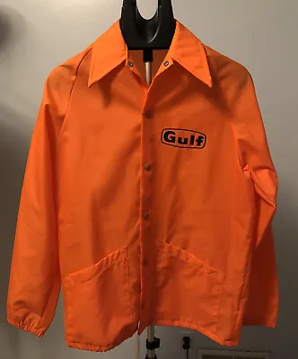 $49.99 • Buy Vintage Mens Gulf Oil Service Station Orange Nylon Windbreaker Sz Medium Jacket