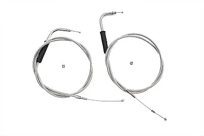 46-1/4  Stainless Steel Throttle And Idle Cable Set For Harley Davidson • $64.95
