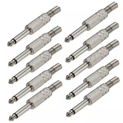 10Pcs 1/4'' 6.35mm Male Mono Monaural Audio Cable Jack Connector Adapter Plug • $8.90