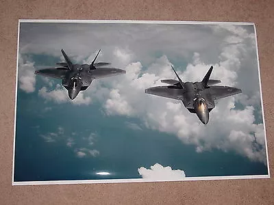 TWO F22 RAPTOR MILITARY JETS AIRCRAFT POSTER PRINT 24x36 HI RES 9 MIL PAPER • $39.95