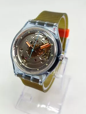 VINTAGE 1991 Swatch SAN100  Bluematic  34mm Swiss 23 Jewel Automatic Watch NOS • $119.99