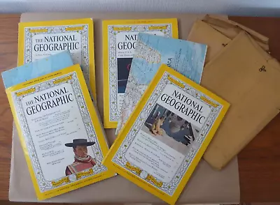 National Geographical 1960 Job Lot Magazines X 4 Inserts/maps X 2 VGC • £48.67