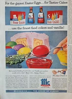 1957 McCormick Schilling Vanilla Food Colors Pink Cake  Easter Eggs Ad • $9.99