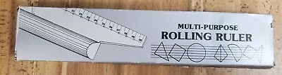 Vintage Clear Plastic Multi Purpose Rolling Ruler 12 Inch Do 3D Drawings With • $7.99