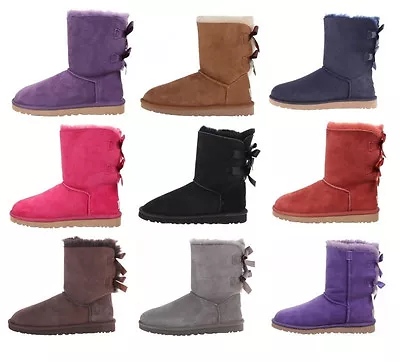 Womens Ugg Australia Bailey Bow Boots Twinface Sheepskin NEW Authentic • $190.60