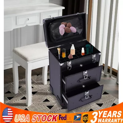 Professional Rolling Makeup Train Case Cosmetic Trolley Makeup Storage Organizer • $74.10
