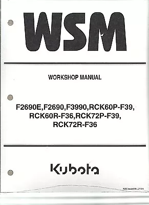 Kubota F2690E F2690 F3990 Mower With Decks Workshop Service Manual* • $212.24