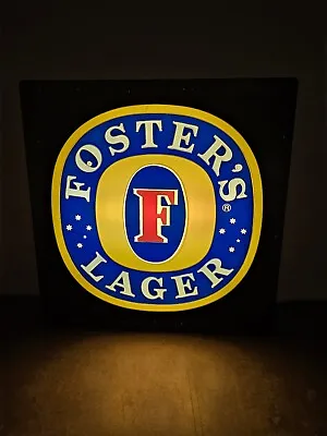 FOSTER'S LAGER BEER SIGN LIGHTED VINTAGE 1986 ADVERTISING SIGN 18 X18  - WORKS! • $109