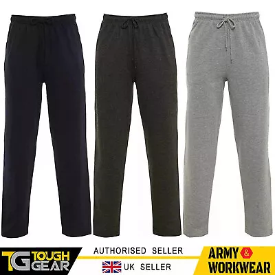 Mens Zipped Hand Pockets Open Hem Joggers Jogging Bottoms Fleece Lined Gym Pants • $15.68