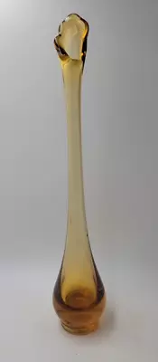 Vintage Amber Swung Glass Vase 12  • $28
