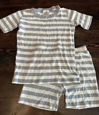 Hanna Anderson Gray Striped Pajama Set  Shirt & Shorts Size 130 US Size 8 • $14