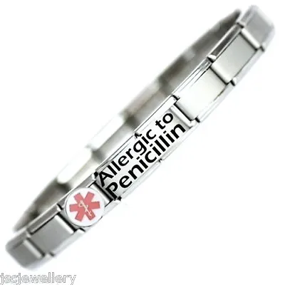 ALLERGIC TO PENICILLIN MEDICAL ALERT CHARM BRACELET - Adjustable • £12.70