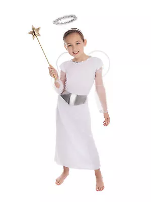 Girls Angel Costume Nativity Play Christmas Wings Halo Xmas Kids Fancy Dress • £9.64