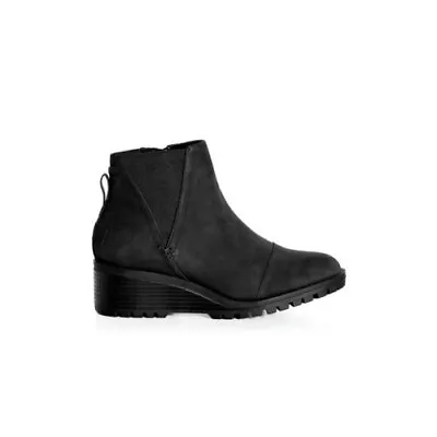 Evans Extra Wide Fit Black  Eden  Wedge Ankle Boots - Size 11EEE UK - BNWT • £24.99