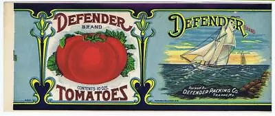 Defender Tomatoes 10 Oz Tin Can Label Trappe Talbot Co MD Yacht • $2.49