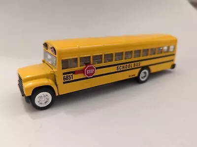 Vintage School Bus Model Pull-Back Diecast Car Collection Kids Toy Stop Sign • £1.95