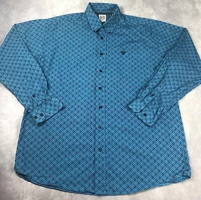 Cinch Shirt Mens Large L Blue Black Geometric Western Long Sleeve Cowboy Casual • $21.88