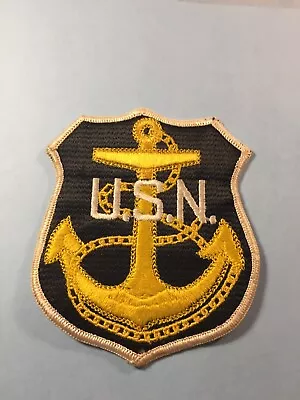 Vintage US Navy Patch  U.S.N.  (yellow Anchor) • $13.89