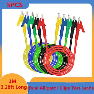 5Pcs  Alligator Clips Test Leads Dual Ended Crocodile Wire With Insulators Clips • $26.95