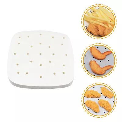  100 Pcs Air Fryer Paper Square Baking Parchment Liner With Hole • £9.88