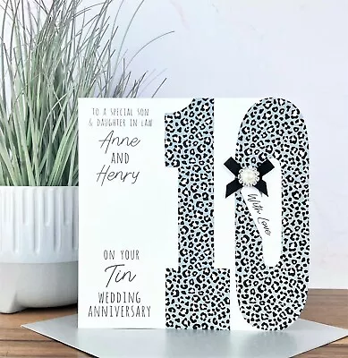 £5.25 • Buy Personalised Handmade Tin/10th Wedding Anniversary Card, Friends, Daughter, Son