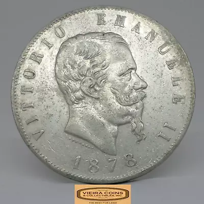 1878 Italy Silver 5 Lire Low Mintage - #C35051NQ • $49.99