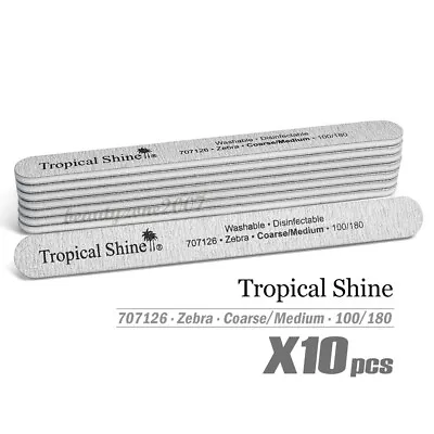 Tropical Shine Zebra Nail File 100/180 #707126 X 10 Pcs - Coarse/Medium • $12.99
