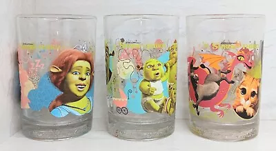 McDonald's Dreamworks Shrek The Third 2007 Glass Collector's Cups Set Of 3 EUC • $31.75