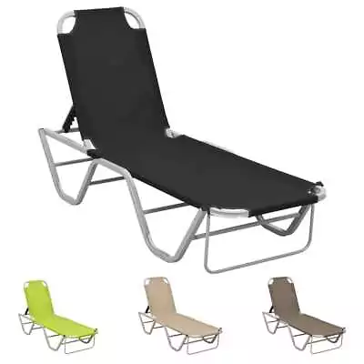 Sun Lounger Outdoor Beach Seating Day Bed Chair Aluminium And Textilene VidaXL • £73.99