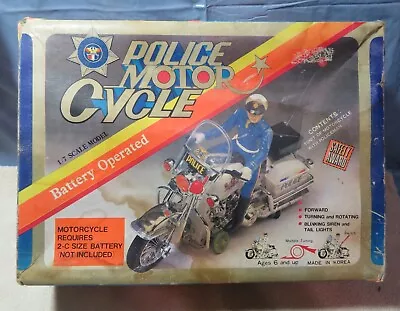 Vintage  Police Motor Cycle Battery Operated 1/7 Scale Toy W Box Non Working • $32.95