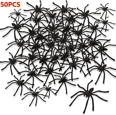50X Mini Spiders Set Creepy Crawlies Table Setting Spider Halloween Decoration • £2.59