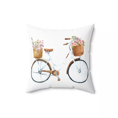 Vintage Bike Throw Pillow- Home Decor- Vintage Decor - Bicycle - Spring Pillow • $23.96