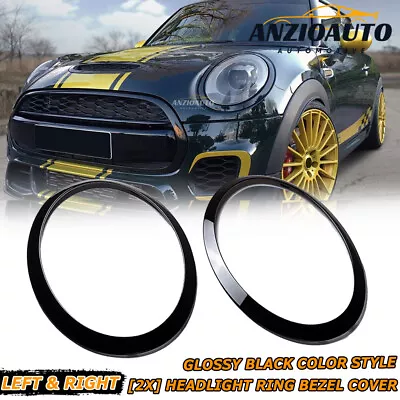 Pair Glossy Black Headlight Trim Ring For 2014-2021 MINI Cooper S F55 F56 F57 SD • $31.98