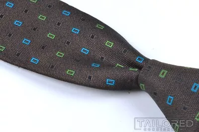 KITON Brown Geometric 100% Silk 7 FOLD Mens Luxury Tie - 3.00  • $85