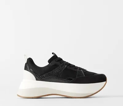 $59.99 • Buy Zara Black Platform Sneakers Size 7.5 EU 38