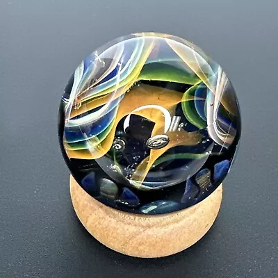 Handmade Contemporary Art Glass Marble 1.49  Wavy Abstract Fume Portal Boro MIB • $99.99