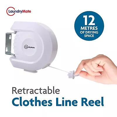 Retractable Clothes Reel Washing Line Double Wall Mounted Outdoor Drying 15 M • £7.75