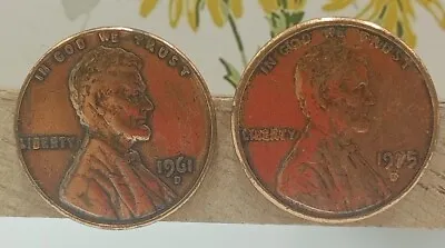 Vintage 1961 & 1975 Copper Penny Pierced Stud Earrings • $9.99