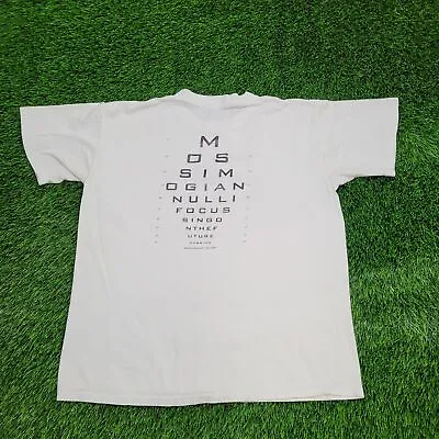 Vintage Mossimo Eye-Test Graphic Shirt Large-Short 22x25 White Black Script USA • $40.26