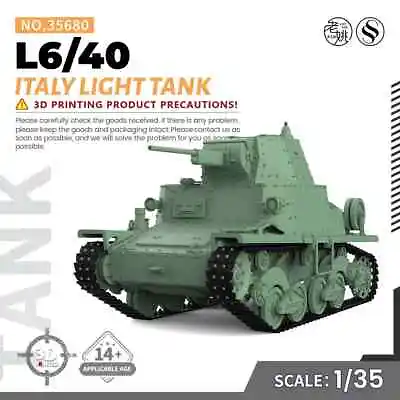 SSMODEL SS35680 1/35 Military Model Kit Italy L6/40 Light Tank V1.9 • $36.99
