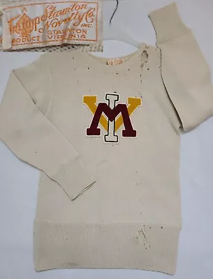 Vintage 50s VMI Virginia Military Institute Letterman Crewneck Pullover Sweater  • $148.50